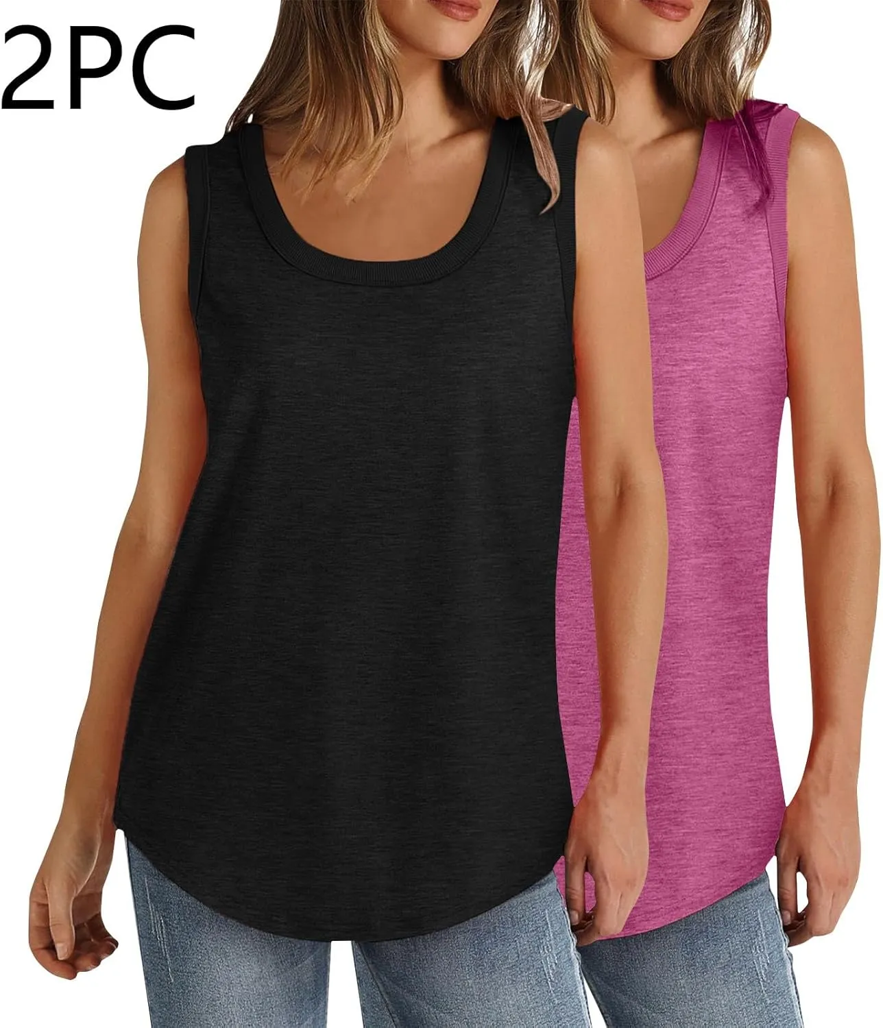 2 Pack Tank Tops for Women Athletic Spring Cami T-Shirts 2025 Racerback Basic Summer 2024 Camisole Fashion Clothes