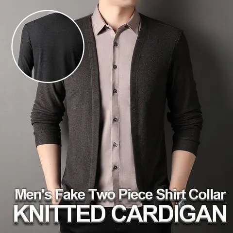 50% OFF!Men's fake two-piece shirt collar knitted cardigan
