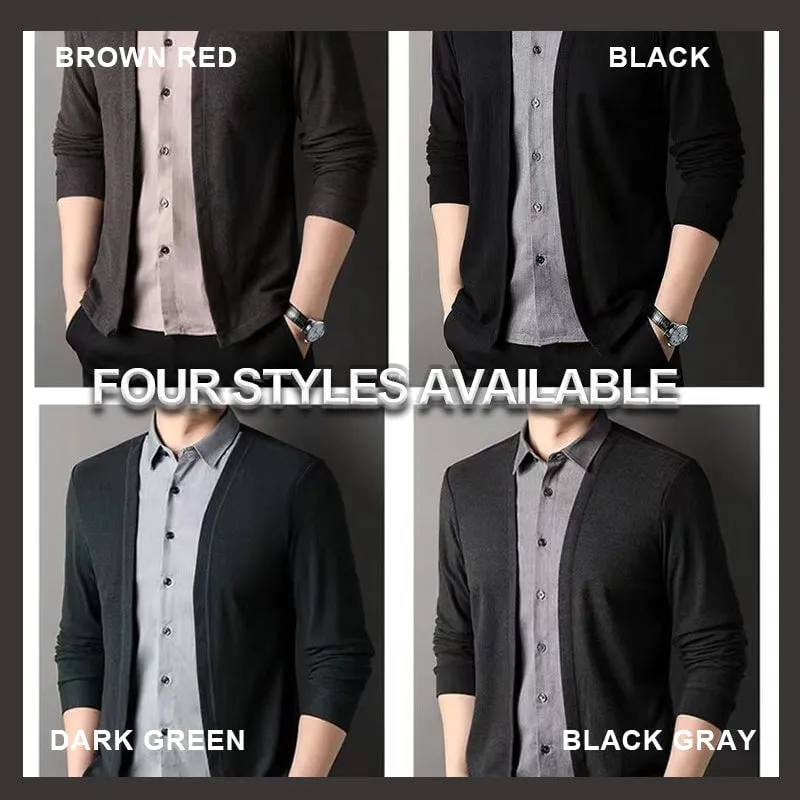 50% OFF!Men's fake two-piece shirt collar knitted cardigan