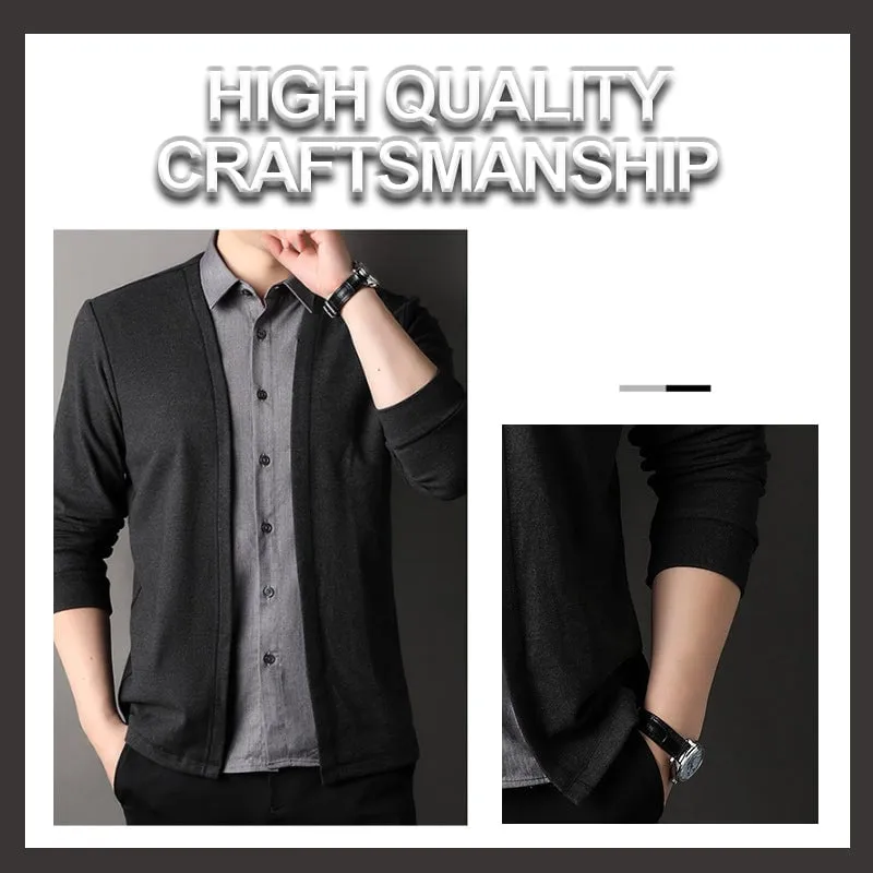 50% OFF!Men's fake two-piece shirt collar knitted cardigan