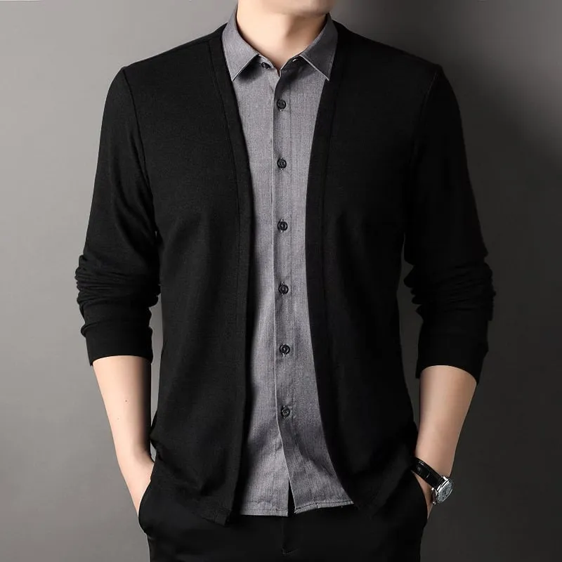 50% OFF!Men's fake two-piece shirt collar knitted cardigan