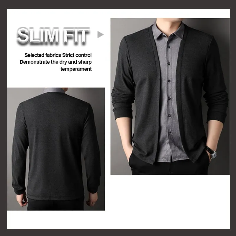 50% OFF!Men's fake two-piece shirt collar knitted cardigan