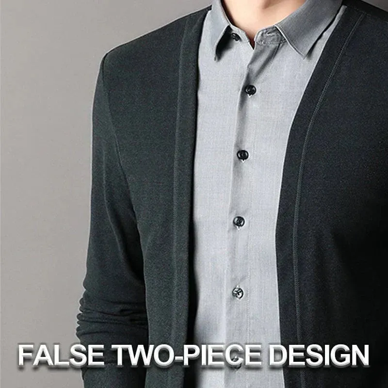 50% OFF!Men's fake two-piece shirt collar knitted cardigan