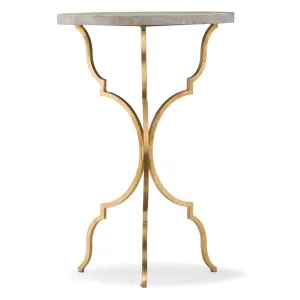 5540-50 Elegant Gold-Finished Iron and Travertine Round Martini Table for Stylish Home Decor