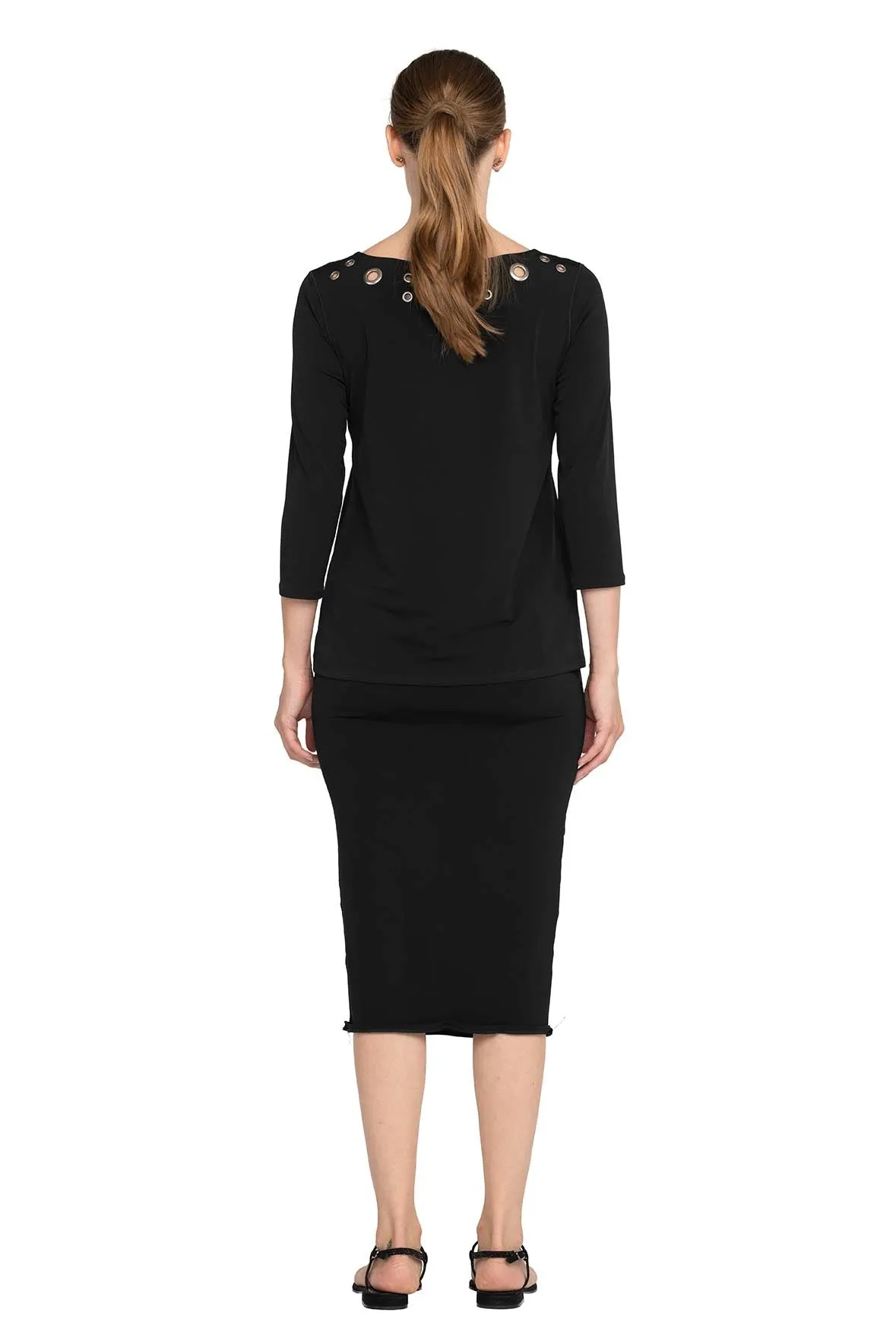 A Line V Neck Easy Fit Top W/ Grommets