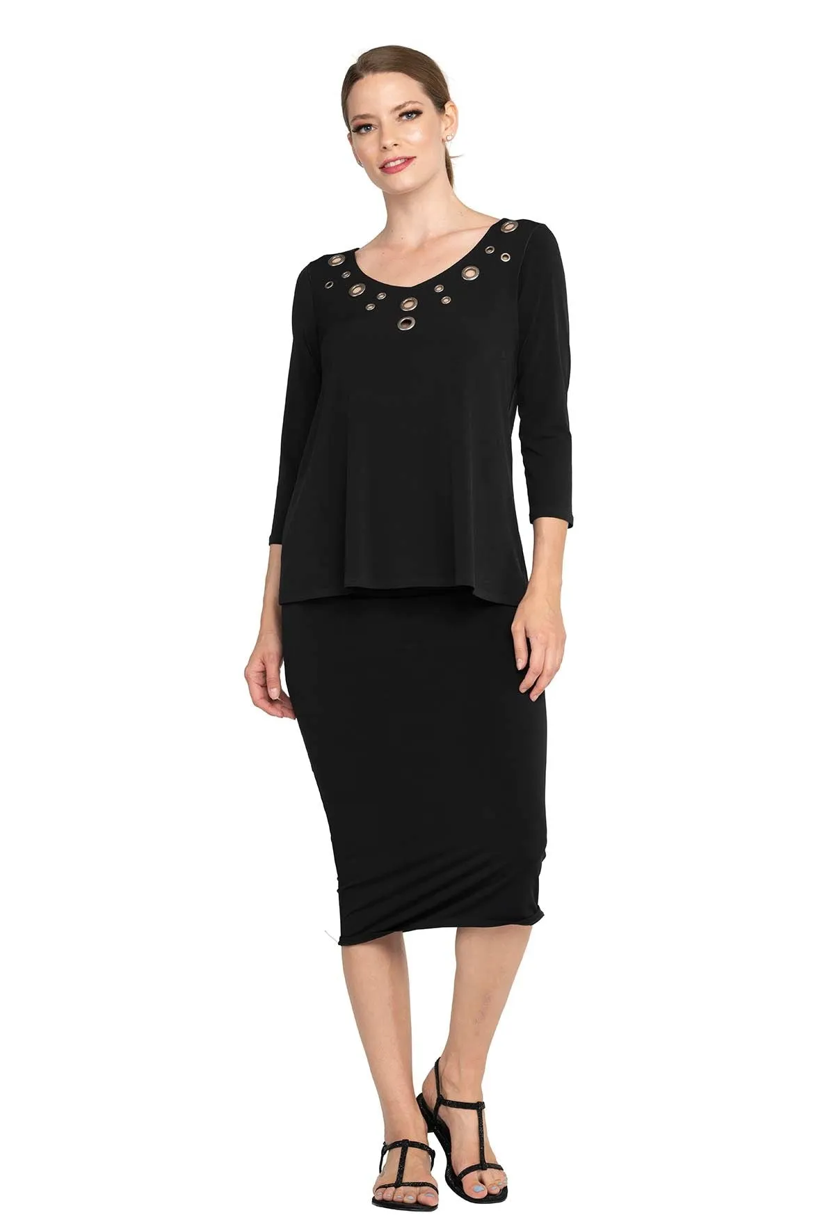 A Line V Neck Easy Fit Top W/ Grommets