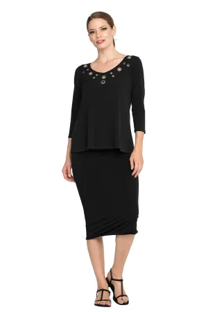 A Line V Neck Easy Fit Top W/ Grommets