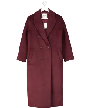 Abercrombie & Fitch Red Burgundy Wool-blend Double-breasted Coat UK S