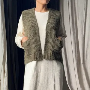 Alpaca Grandpa Vest in Olive