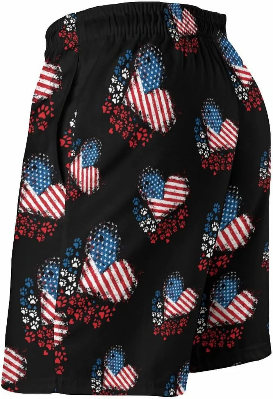 American Flag Patriotic Paw Prideful Men's Swim Trunks Quick Dry Board Shorts Breathable Summer Beach Shorts Bathing Suits