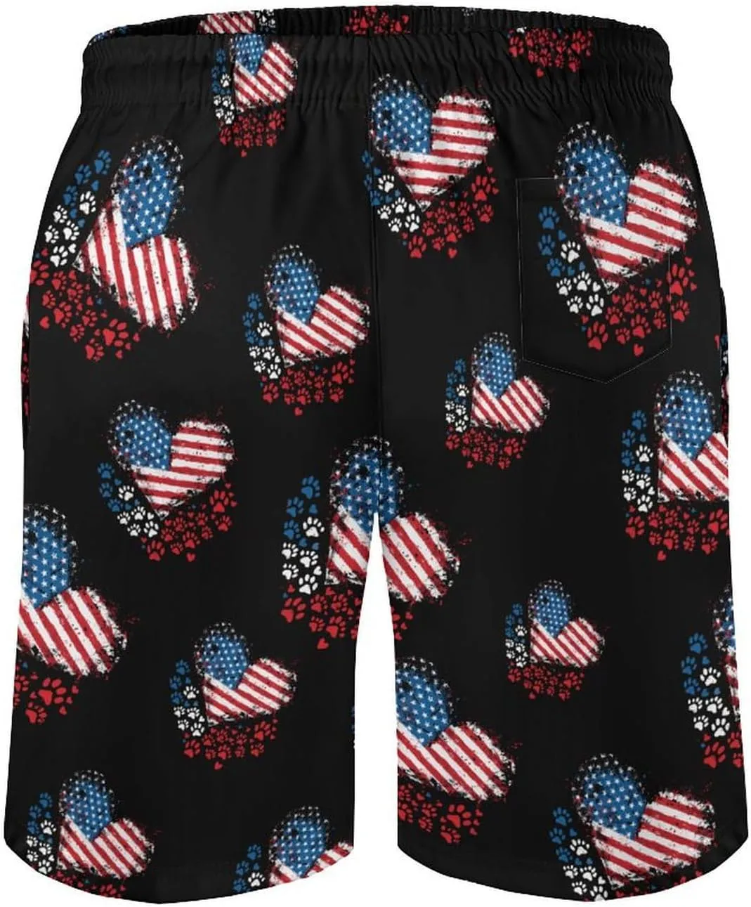 American Flag Patriotic Paw Prideful Men's Swim Trunks Quick Dry Board Shorts Breathable Summer Beach Shorts Bathing Suits