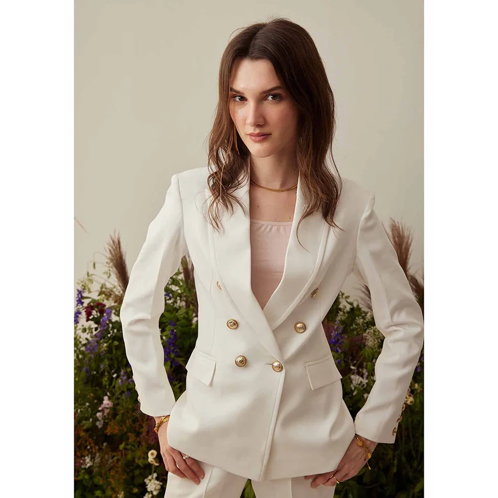 AMOSHI White Solid/Plain Zendaya Blazer