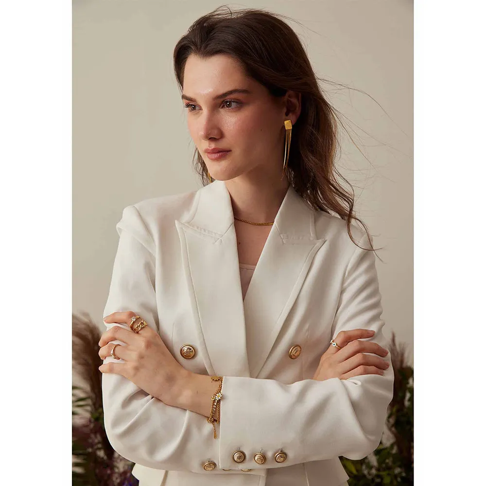 AMOSHI White Solid/Plain Zendaya Blazer
