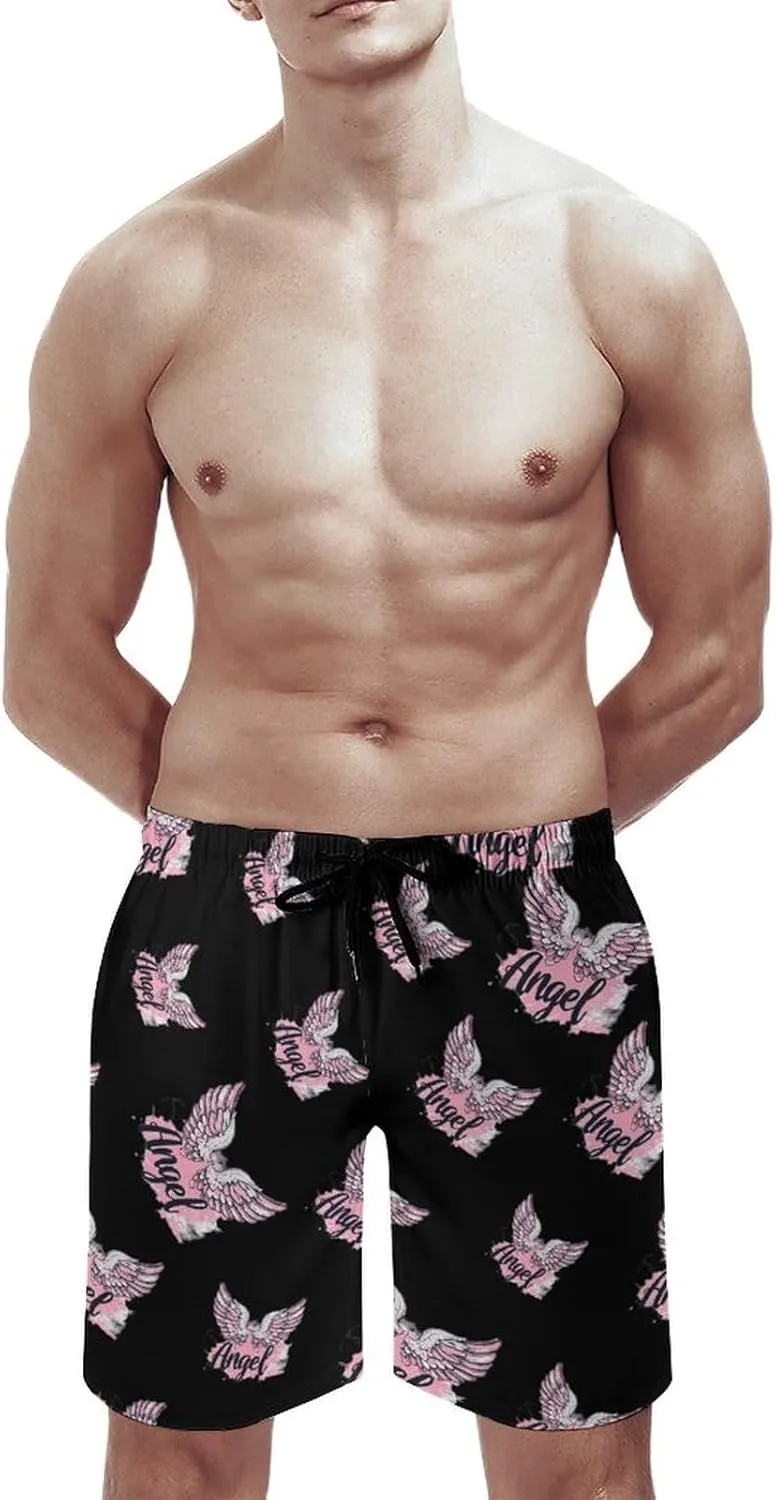 Angel Wings Men's Swim Trunks Quick Dry Board Shorts Breathable Summer Beach Shorts Bathing Suits