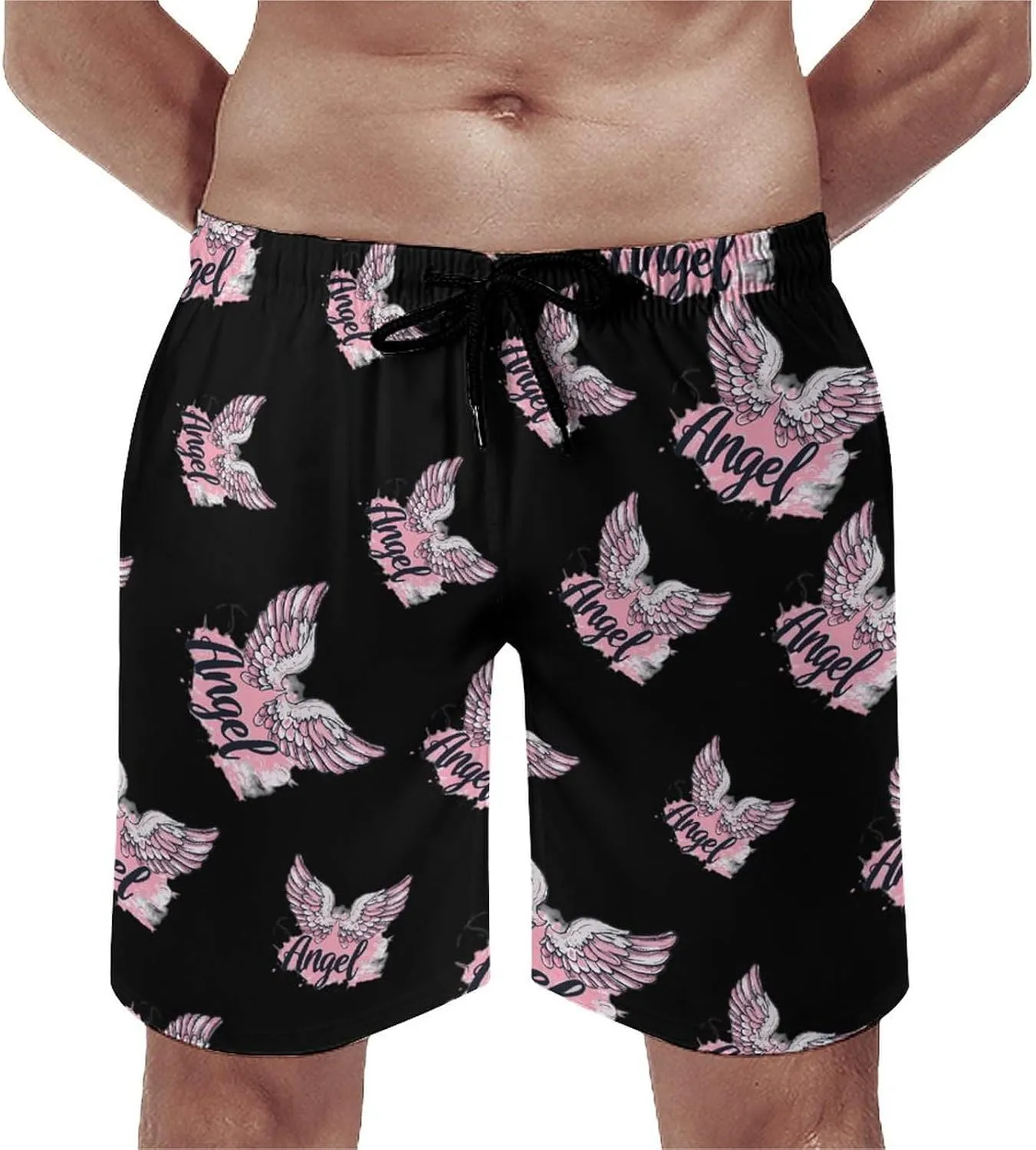 Angel Wings Men's Swim Trunks Quick Dry Board Shorts Breathable Summer Beach Shorts Bathing Suits