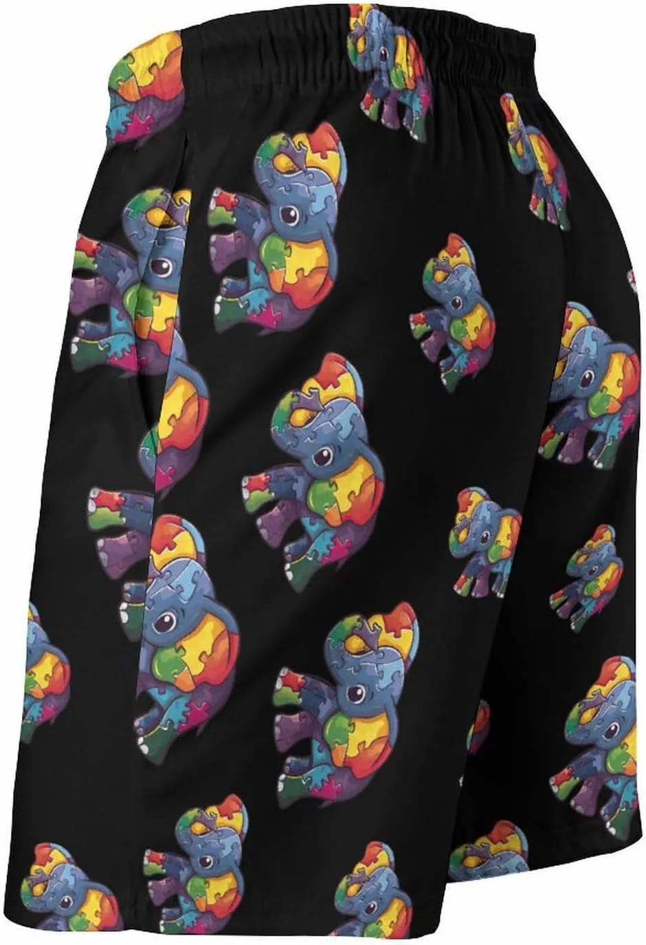 Autism Awareness Puzzle Elephant Men's Swim Trunks Quick Dry Board Shorts Breathable Summer Beach Shorts Bathing Suits