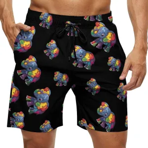 Autism Awareness Puzzle Elephant Men's Swim Trunks Quick Dry Board Shorts Breathable Summer Beach Shorts Bathing Suits