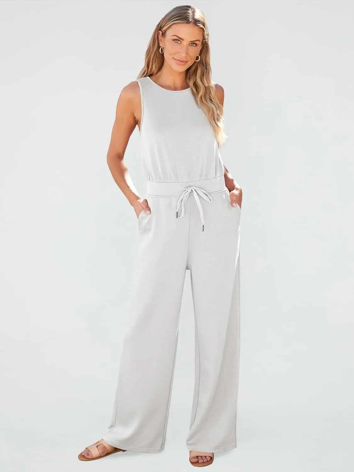 AUTOMET Womens Jumpsuits Dressy Summer Outfits Casual Sleeveless Wide Leg Long Pants Rompers Fashion Clothes