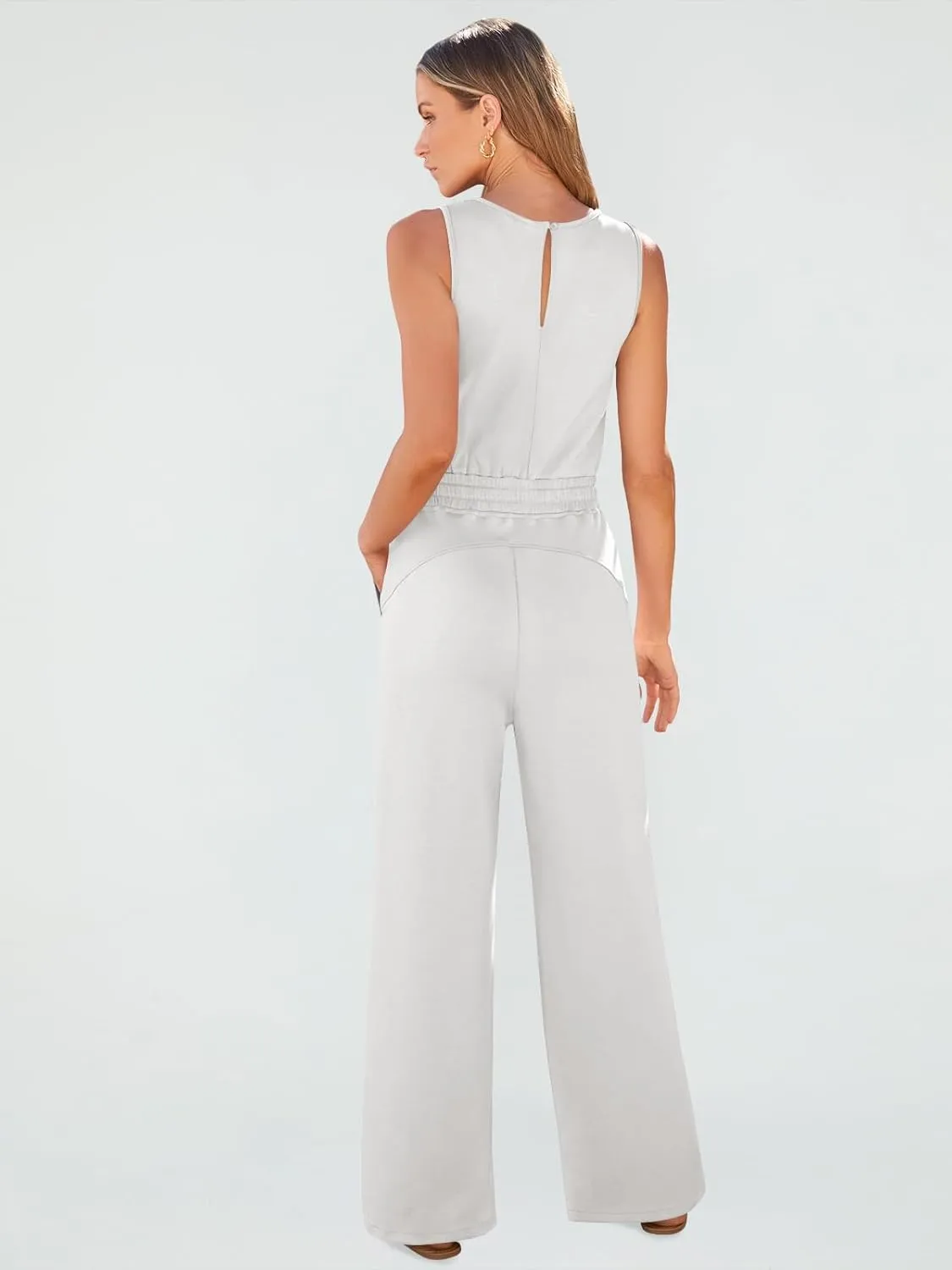 AUTOMET Womens Jumpsuits Dressy Summer Outfits Casual Sleeveless Wide Leg Long Pants Rompers Fashion Clothes