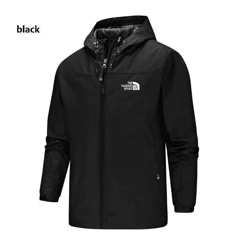 Autumn Winter Men's Lightweight Jacket with Hood, featuring Waterproof and Windproof Zipper Outdoor Fashion Sports Jacket for Men