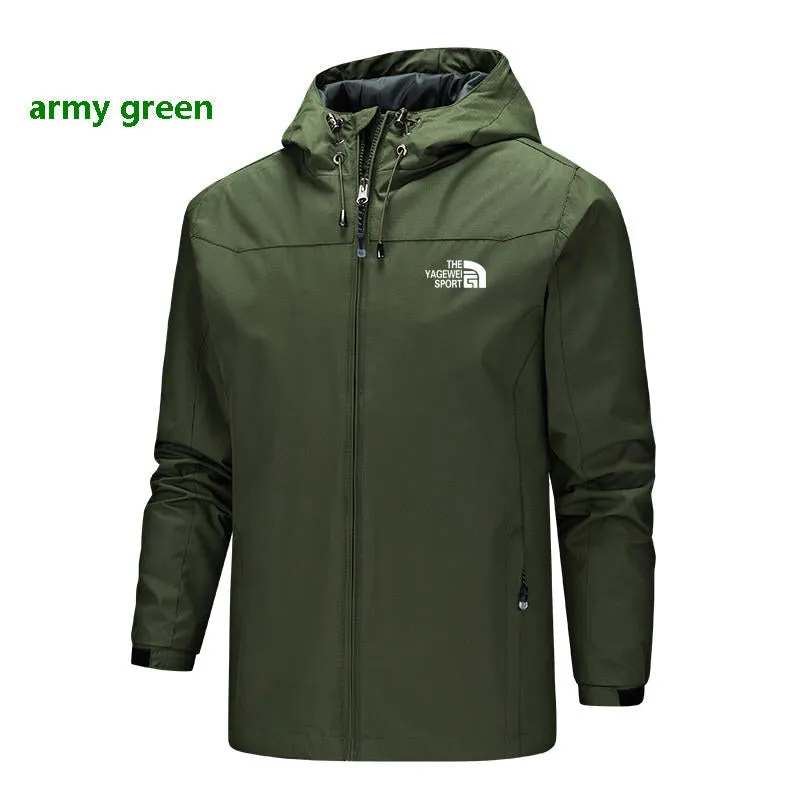 Autumn Winter Men's Lightweight Jacket with Hood, featuring Waterproof and Windproof Zipper Outdoor Fashion Sports Jacket for Men