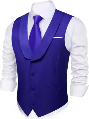 Barry.Wang Men's Paisley Suit Vest Tie Set with Handkerchief Cufflink Brooch Silk Woven Party Waistcoat Classic