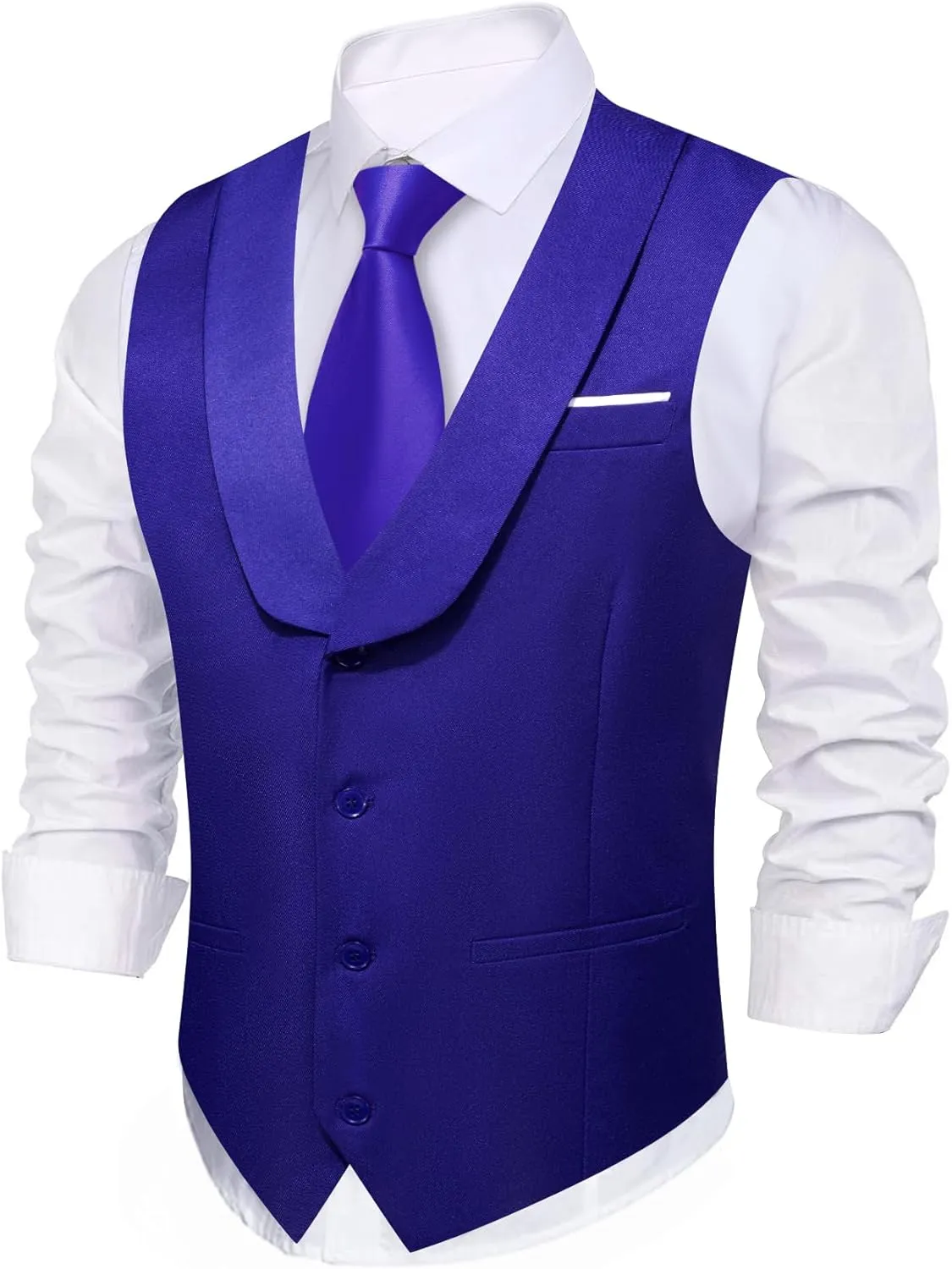 Barry.Wang Men's Paisley Suit Vest Tie Set with Handkerchief Cufflink Brooch Silk Woven Party Waistcoat Classic