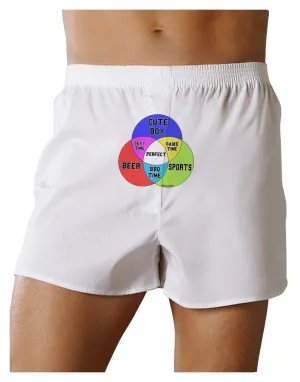 Beer Boy and Sports Diagram Front Print Boxer Shorts