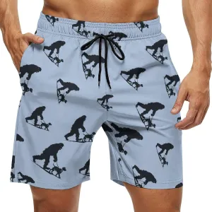 Bigfoot Walking Dachshund Men's Swim Trunks Quick Dry Board Shorts Breathable Summer Beach Shorts Bathing Suits
