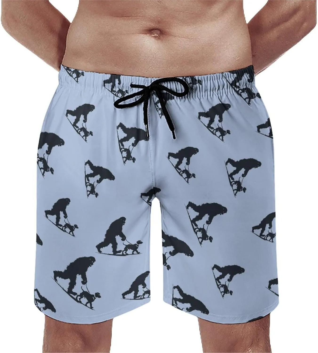 Bigfoot Walking Dachshund Men's Swim Trunks Quick Dry Board Shorts Breathable Summer Beach Shorts Bathing Suits