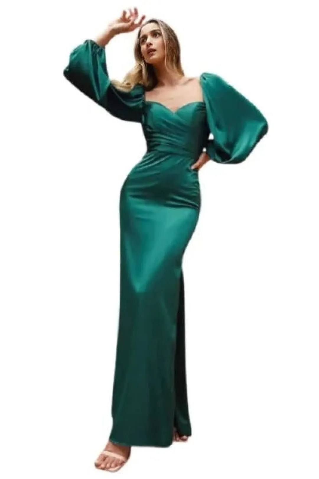 Billowy Sleeve Soft Satin Gown 2025 Elegant Formal Dress