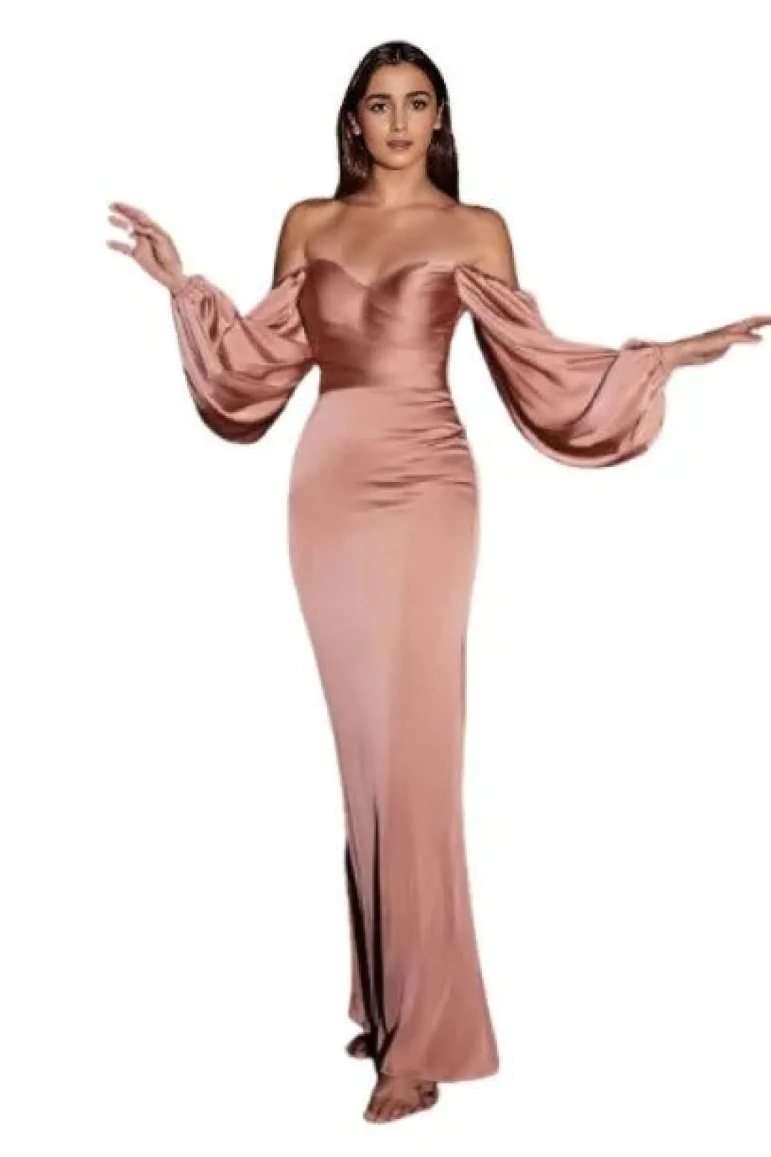 Billowy Sleeve Soft Satin Gown 2025 Elegant Formal Dress