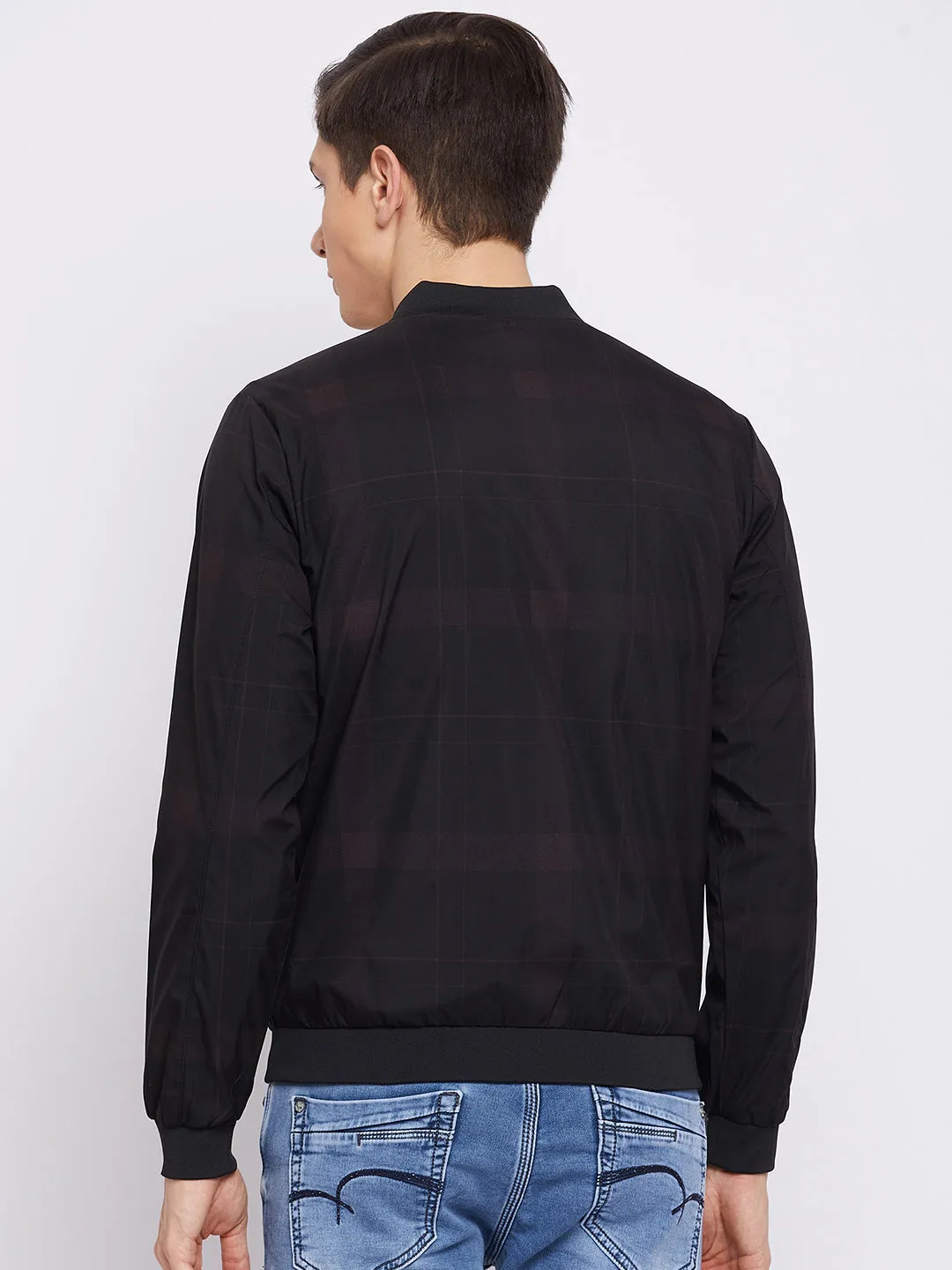 Black Checked Varsity Jacket