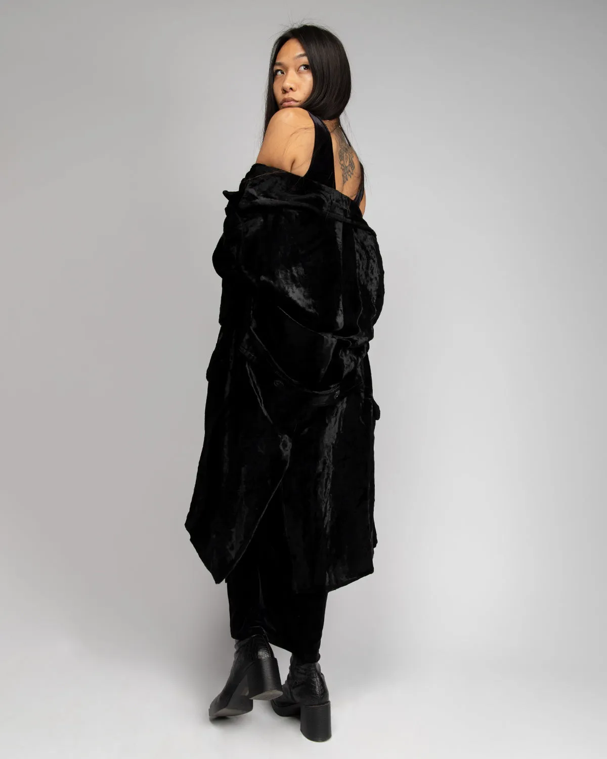 Black velvet DKNY coat