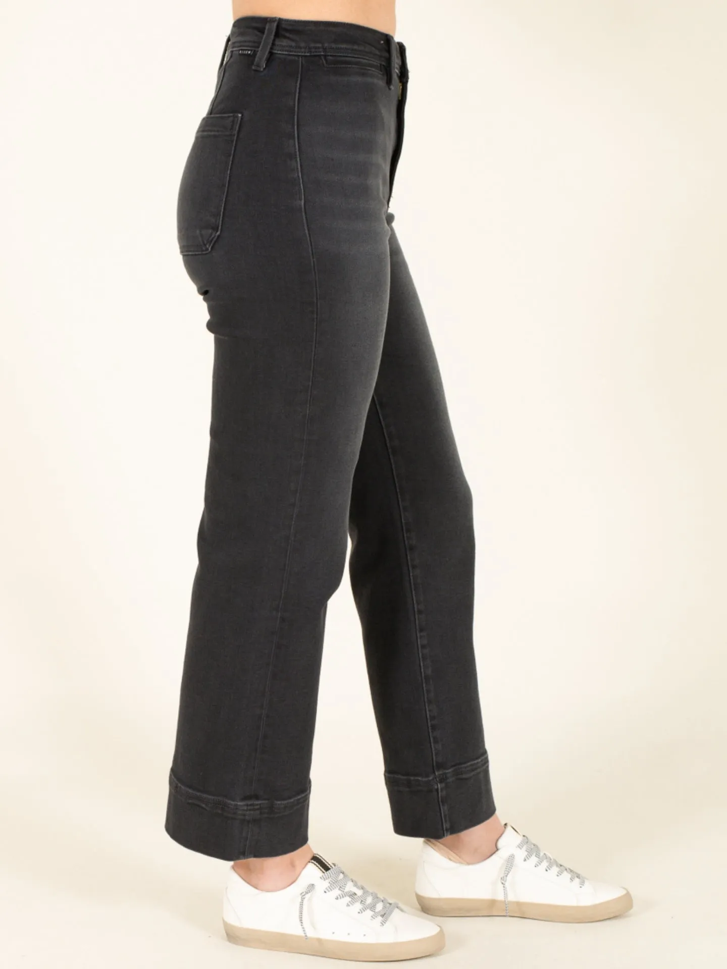 Black Washed Crop Jeans