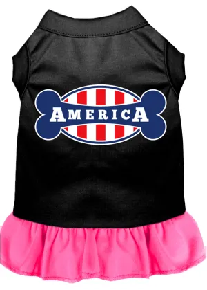 Bonely In America Screen Print Dress Black With Bright Pink Xxxl