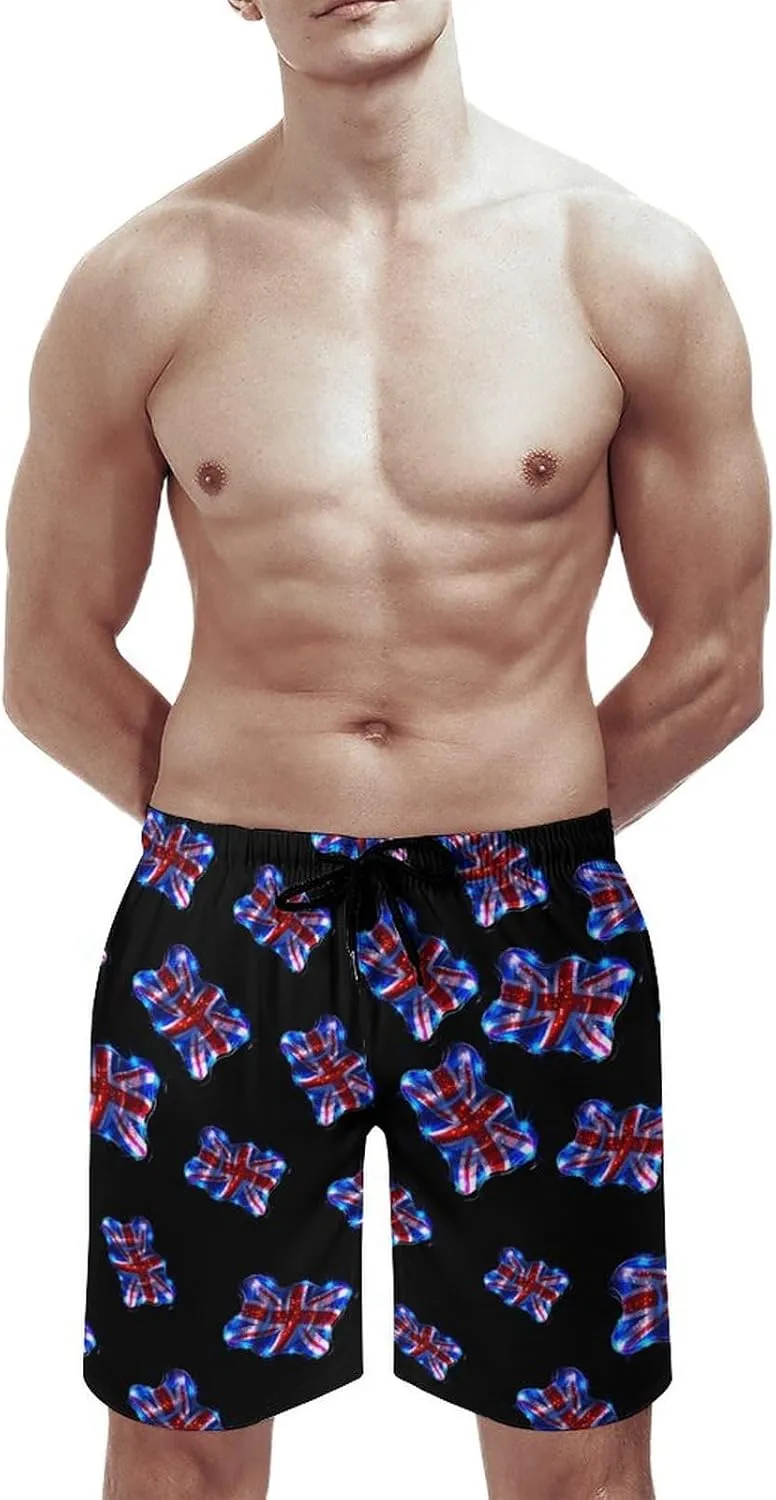 British UK Flag Men's Swim Trunks Quick Dry Board Shorts Breathable Summer Beach Shorts Bathing Suits