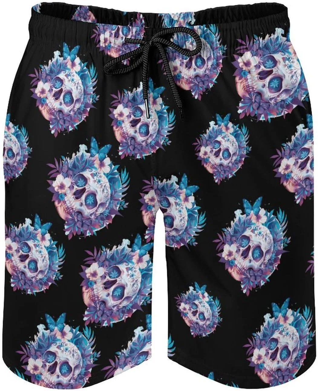 Butterfly Skull Men's Swim Trunks Quick Dry Board Shorts Breathable Summer Beach Shorts Bathing Suits