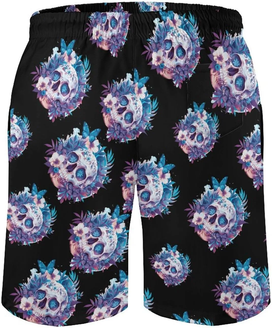 Butterfly Skull Men's Swim Trunks Quick Dry Board Shorts Breathable Summer Beach Shorts Bathing Suits