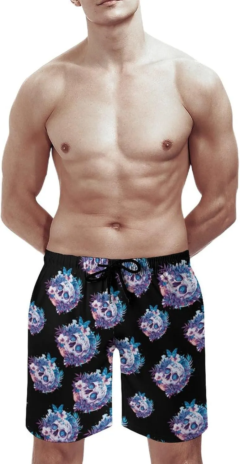 Butterfly Skull Men's Swim Trunks Quick Dry Board Shorts Breathable Summer Beach Shorts Bathing Suits