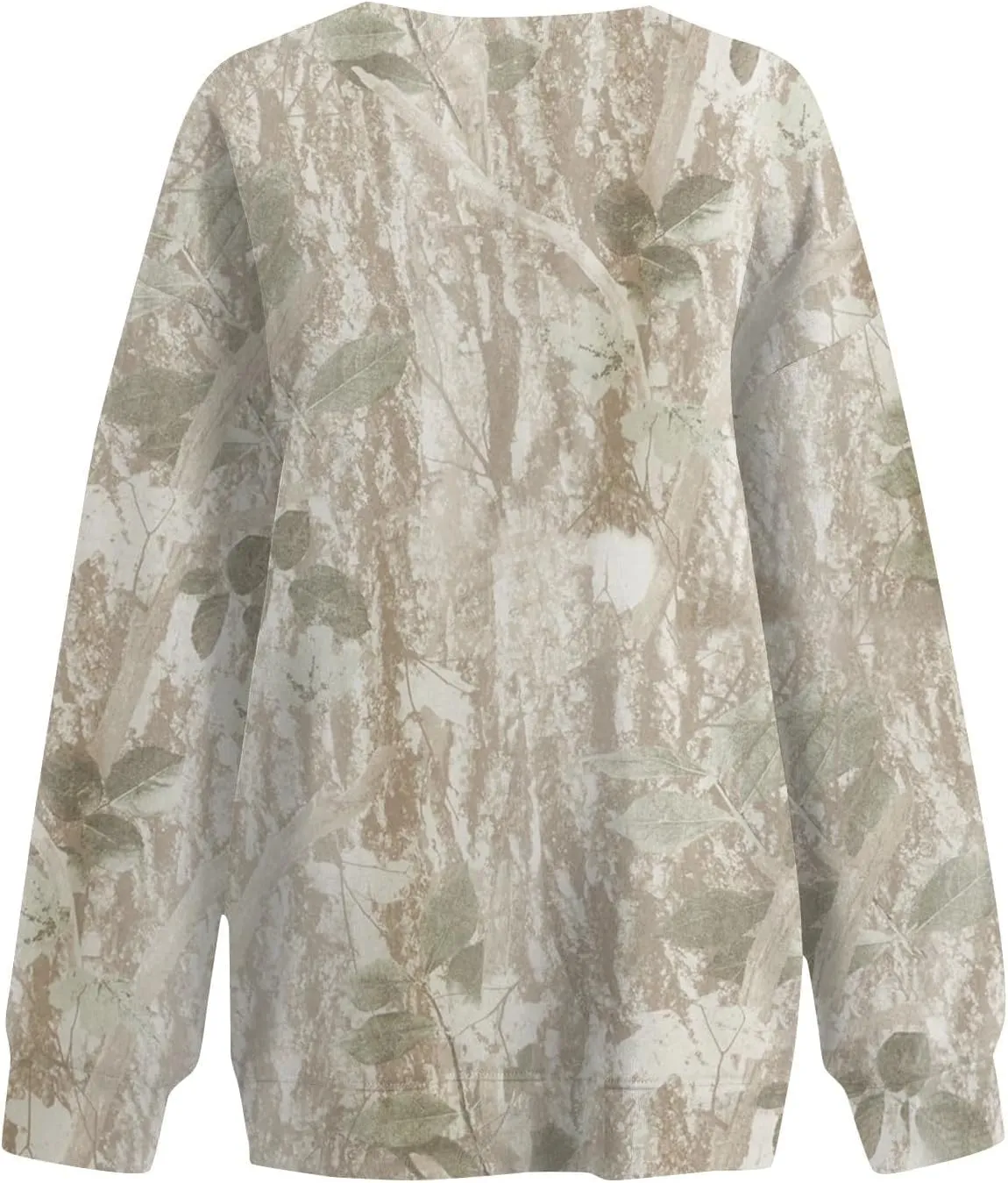 Camo Sweatshirt for Women Oversized Long Sleeve Crewneck Pullover Tops Casual Loose Fit Blouse Fashion Outdoor Clothes