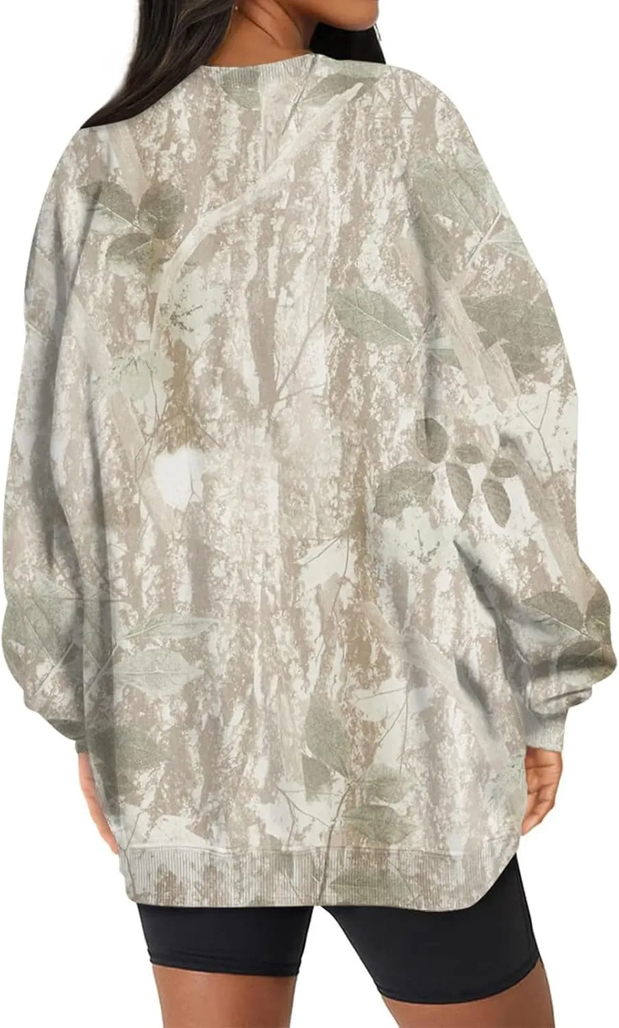 Camo Sweatshirt for Women Oversized Long Sleeve Crewneck Pullover Tops Casual Loose Fit Blouse Fashion Outdoor Clothes