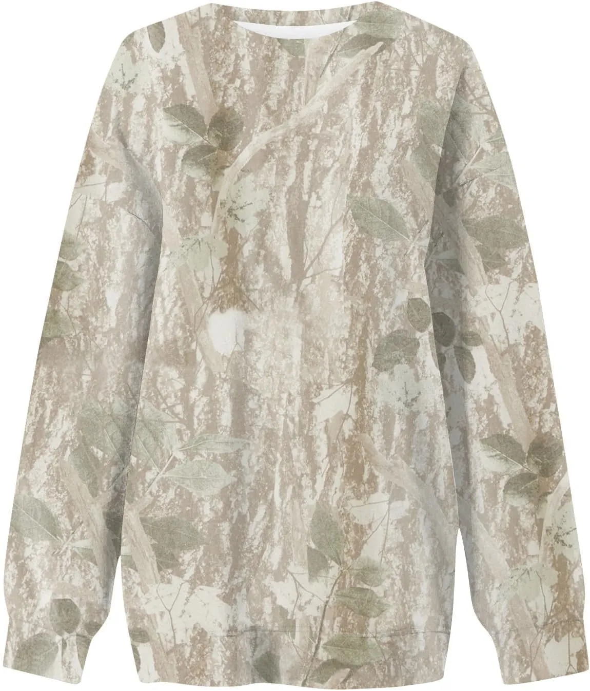 Camo Sweatshirt for Women Oversized Long Sleeve Crewneck Pullover Tops Casual Loose Fit Blouse Fashion Outdoor Clothes