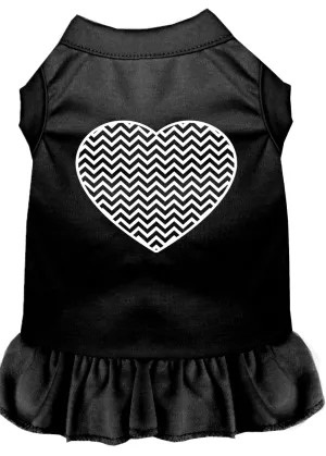 Chevron Heart Screen Print Dress Black Xxxl