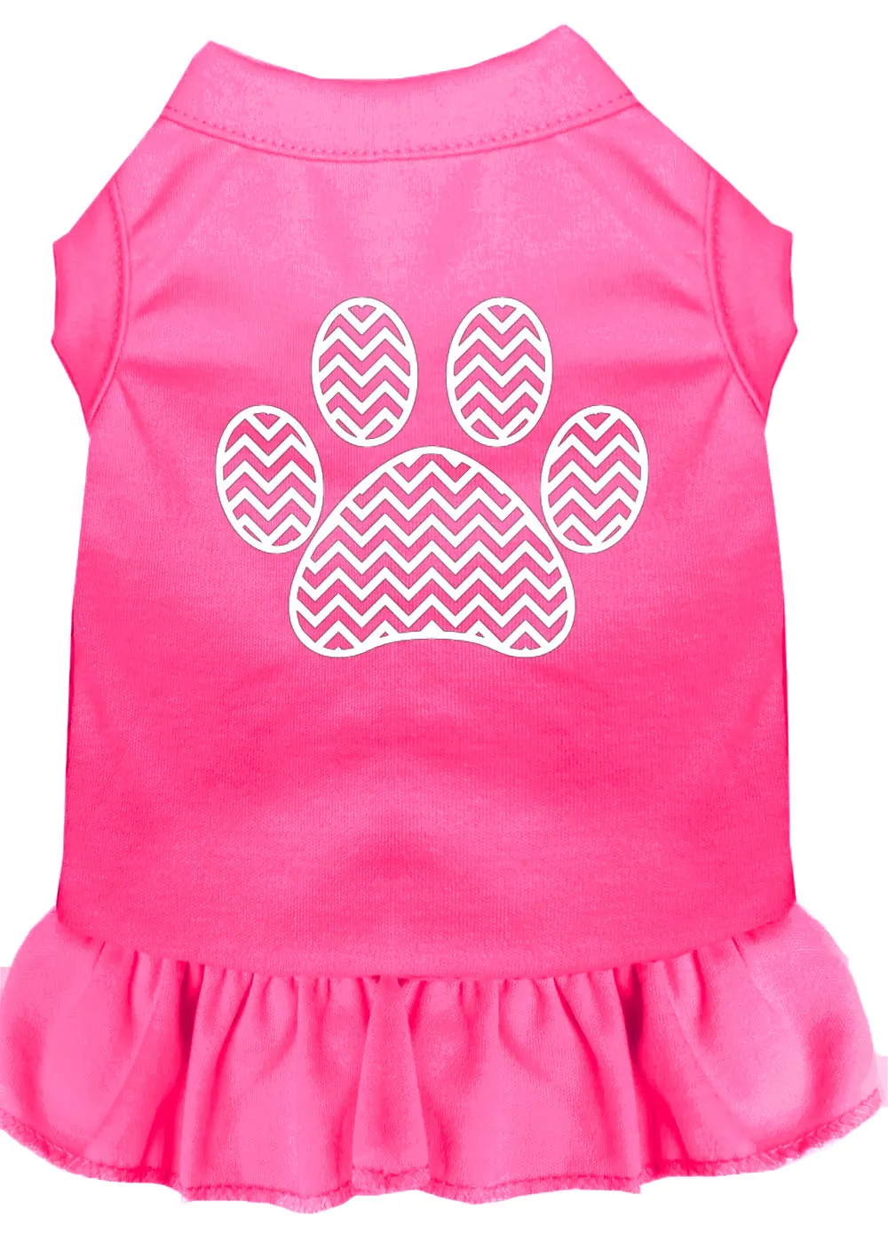 Chevron Paw Screen Print Dress Bright Pink Xs