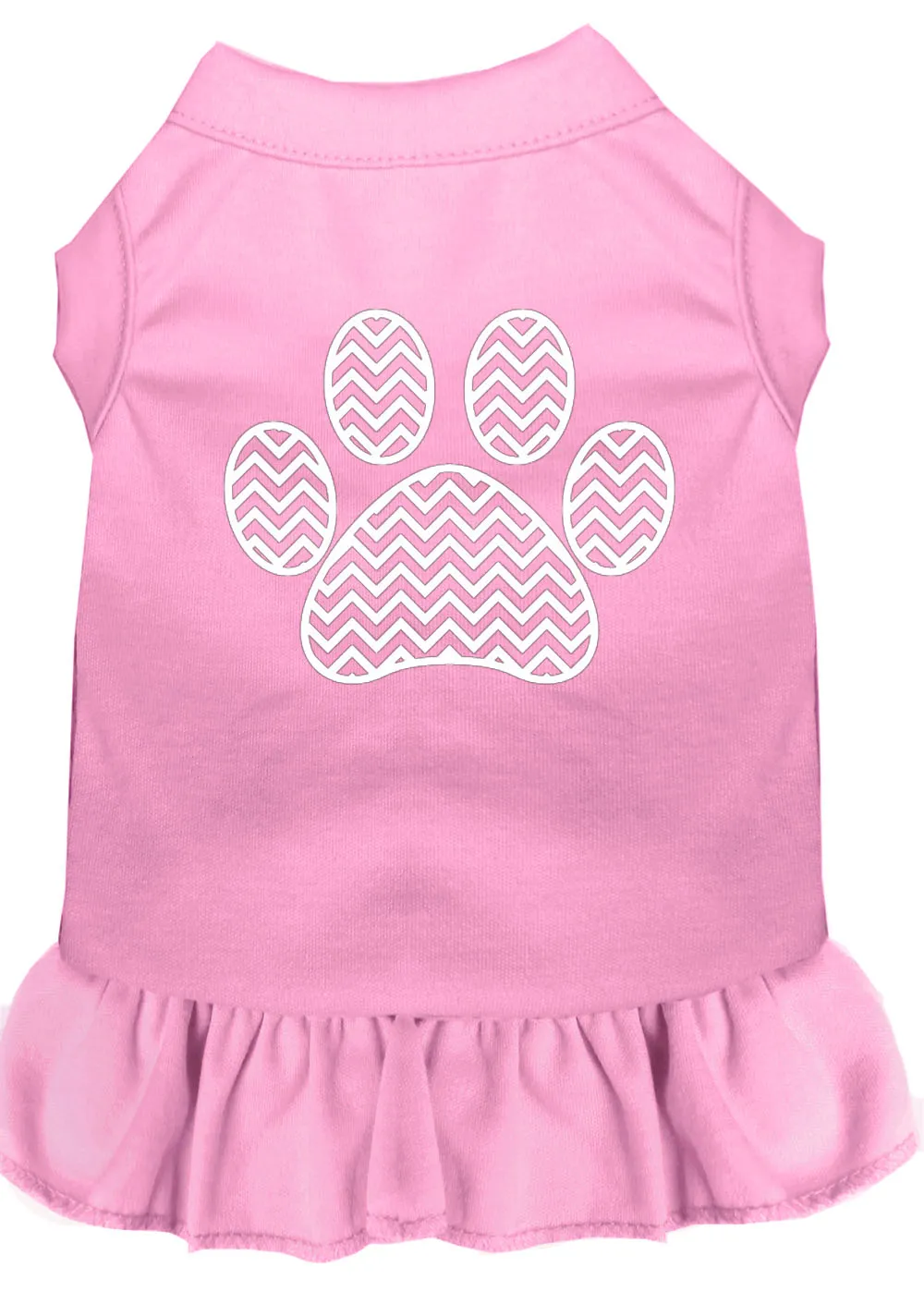 Chevron Paw Screen Print Dress Light Pink Med