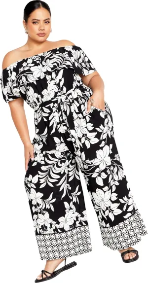 City Chic Plus Size Jumpsuit, Sienna Border Jumpsuit