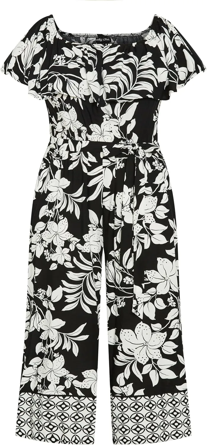 City Chic Plus Size Jumpsuit, Sienna Border Jumpsuit