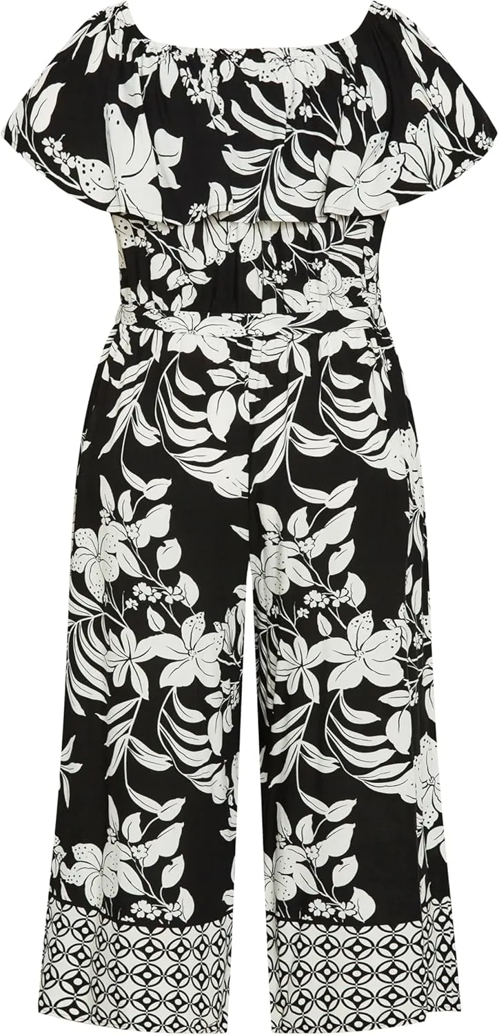 City Chic Plus Size Jumpsuit, Sienna Border Jumpsuit