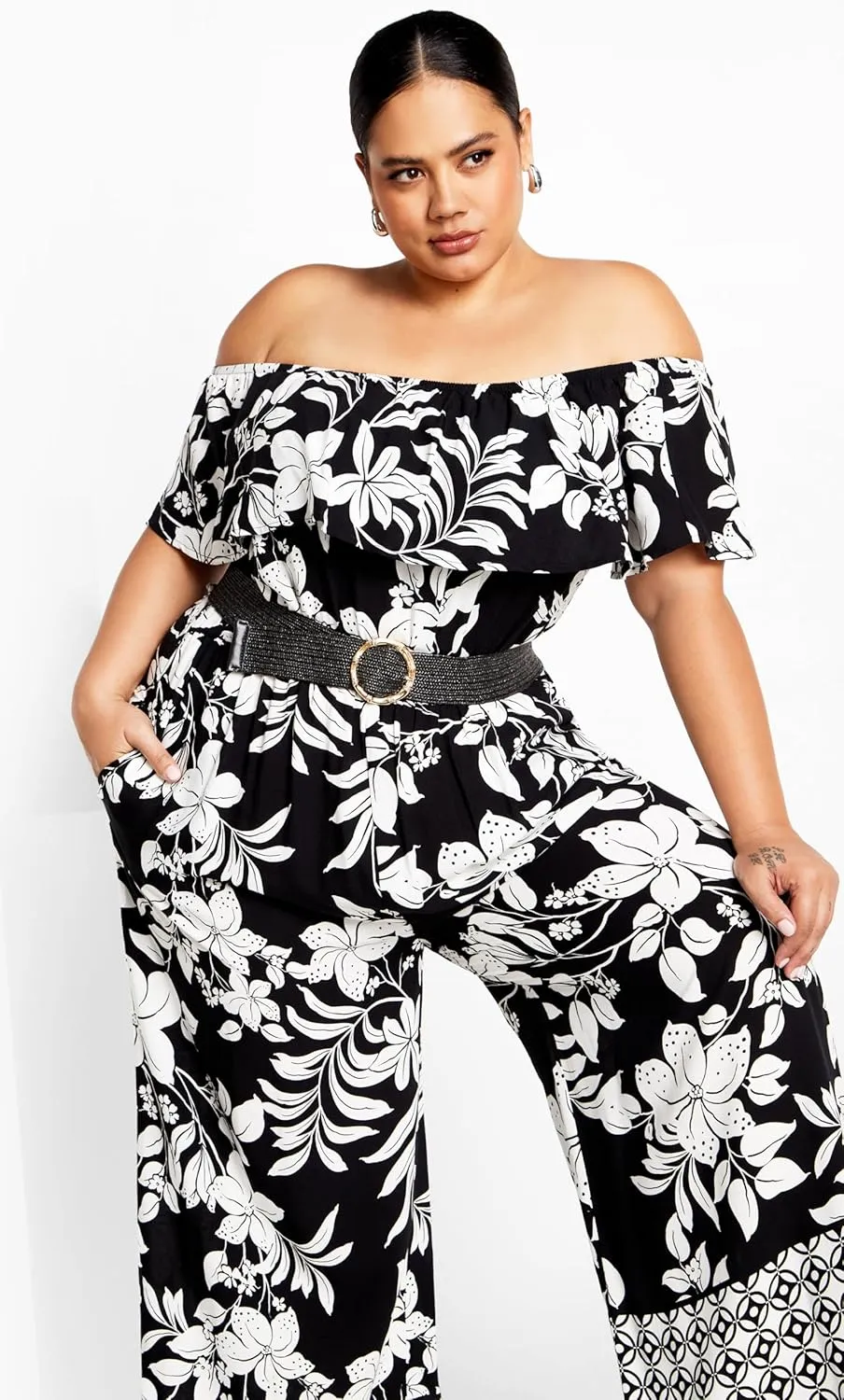 City Chic Plus Size Jumpsuit, Sienna Border Jumpsuit